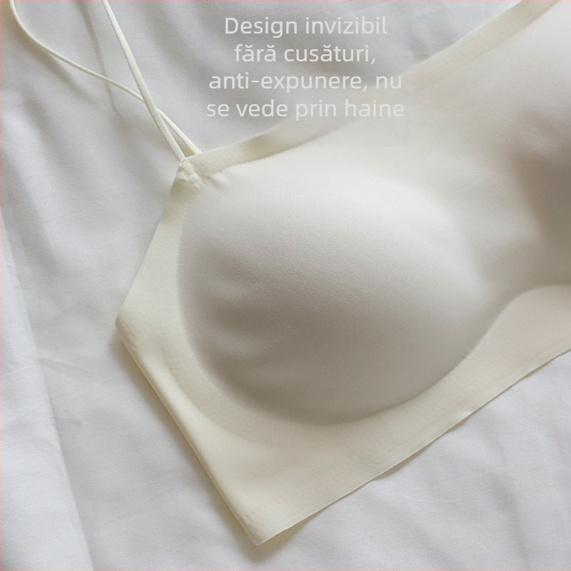 Sutien dintr-o bucată, fără cusături, pentru femei, cu spate frumos, model subțire de vară, susținere pentru bust mic, sutien invizibil
