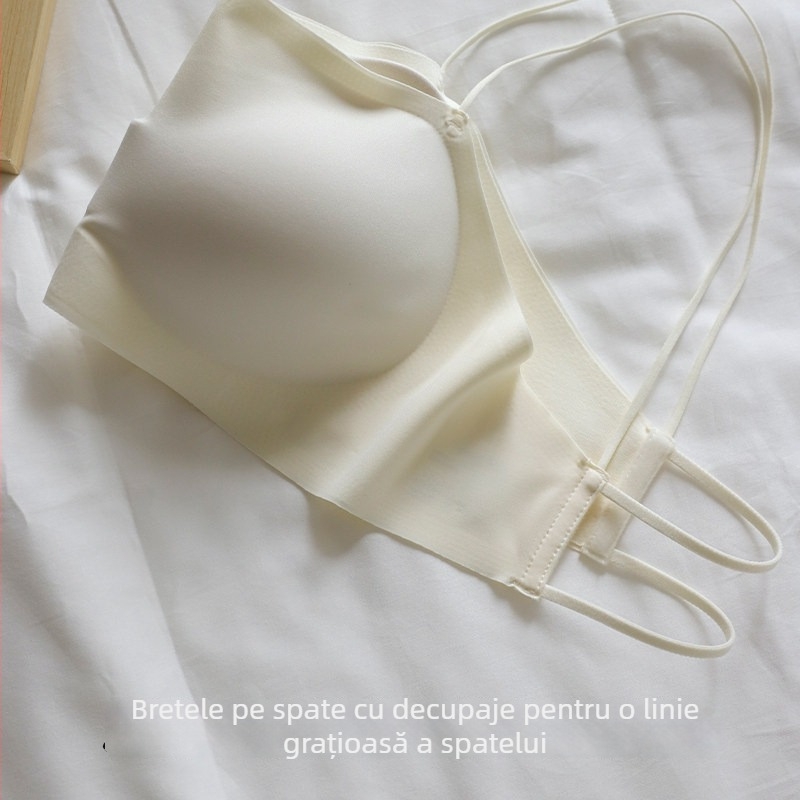 Sutien dintr-o bucată, fără cusături, pentru femei, cu spate frumos, model subțire de vară, susținere pentru bust mic, sutien invizibil