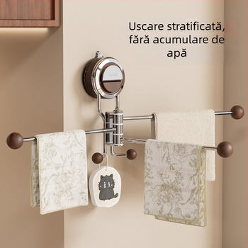Organizator de bucătărie cu ventuză din oțel inoxidabil pentru cârpe, rolă de hârtie de bucătărie și tacâmuri, cu suport rotativ pentru drenaj