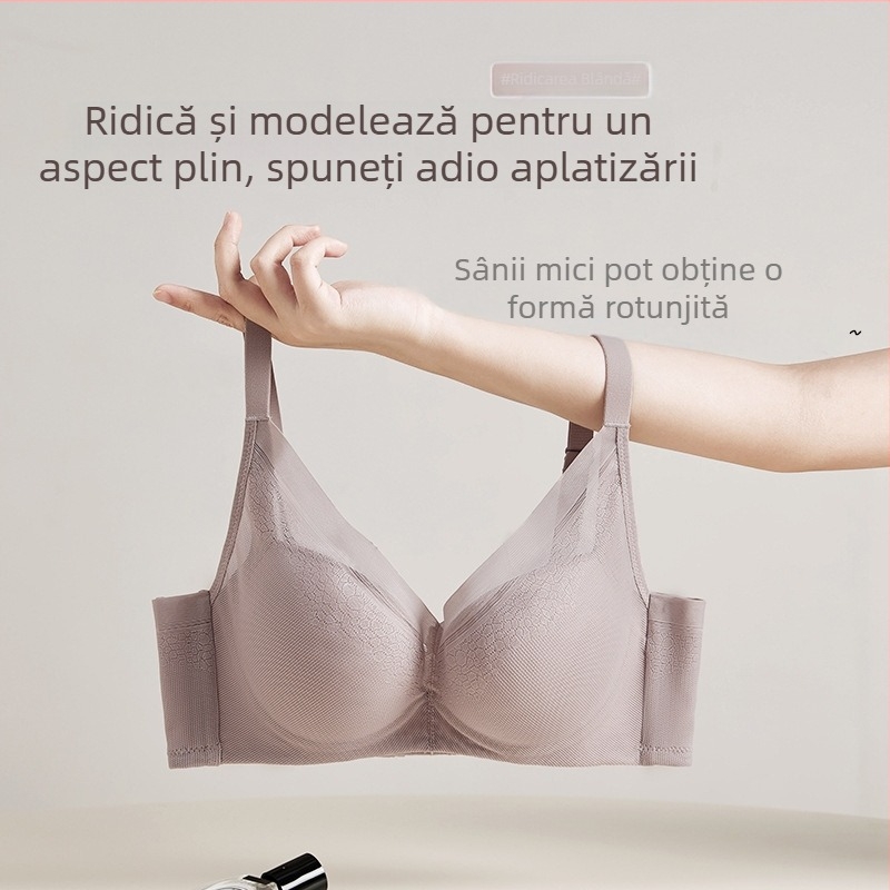 Sutien din mătase fără arcuri pentru sâni mici, cu susținere și modelare a sânilor pe zonele laterale