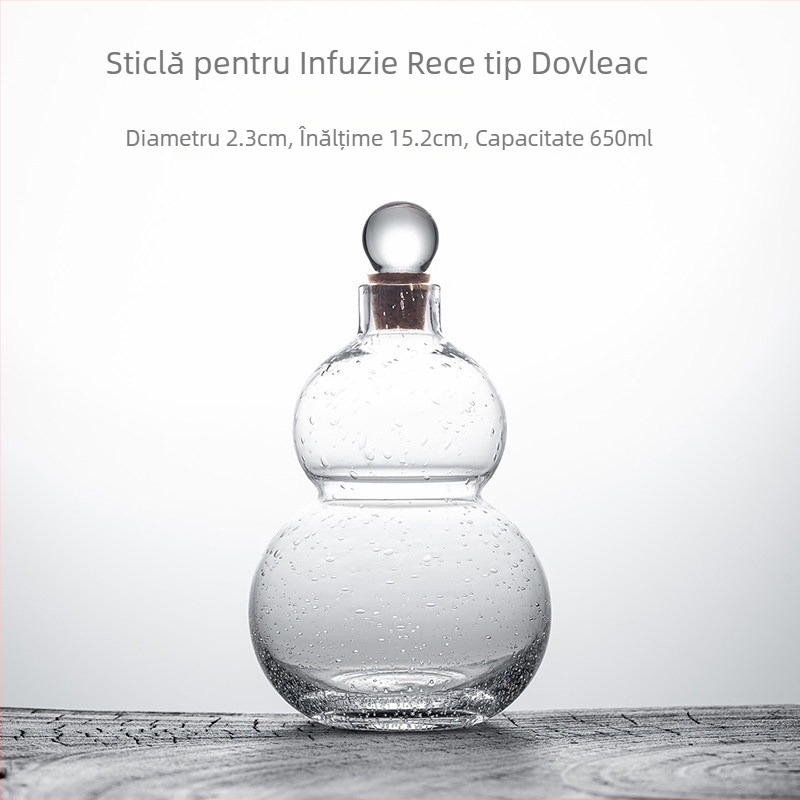 Ceainic din sticlă în formă de dovleac, transparent pentru infuzare la rece, sticlă de ceai în stil chinezesc pentru extracție la rece a ceaiului verde, set elegant pentru acasă