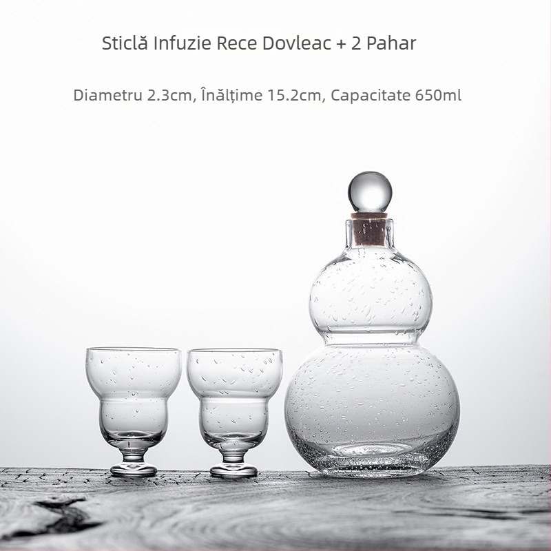 Ceainic din sticlă în formă de dovleac, transparent pentru infuzare la rece, sticlă de ceai în stil chinezesc pentru extracție la rece a ceaiului verde, set elegant pentru acasă