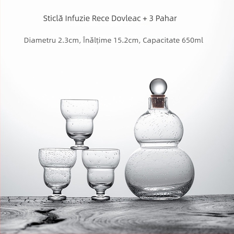 Ceainic din sticlă în formă de dovleac, transparent pentru infuzare la rece, sticlă de ceai în stil chinezesc pentru extracție la rece a ceaiului verde, set elegant pentru acasă