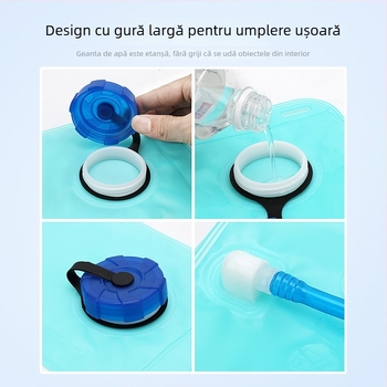 Geantă de apă de 2L pentru ciclism, portabilă și pliabilă, albastră, pentru activități în aer liber
