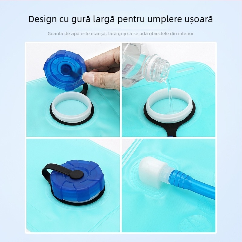 Geantă de apă de 2L pentru ciclism, portabilă și pliabilă, albastră, pentru activități în aer liber
