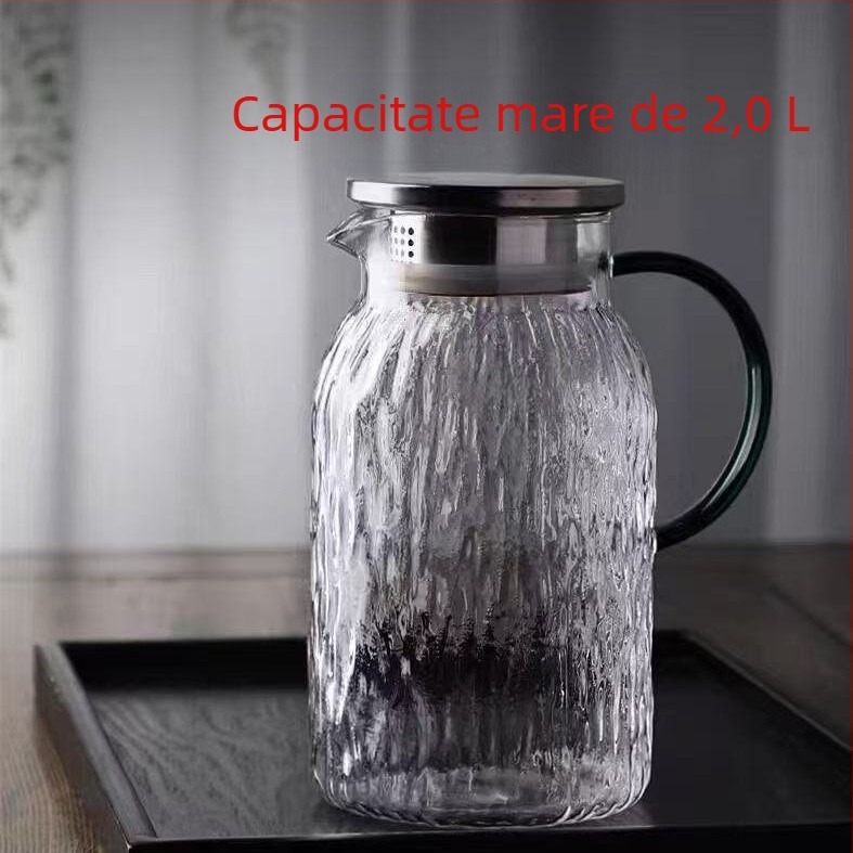 Ceainic din sticlă borosilicată rezistentă la temperaturi înalte, pentru uz casnic, potrivit pentru foc deschis, cu capacitate mare pentru infuzarea ceaiului și apă rece