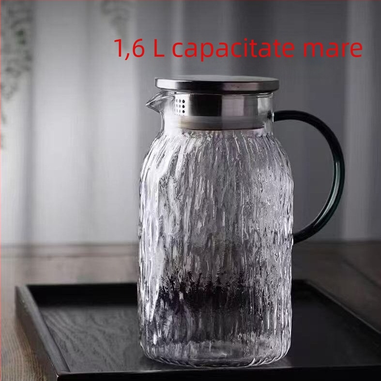 Ceainic din sticlă borosilicată rezistentă la temperaturi înalte, pentru uz casnic, potrivit pentru foc deschis, cu capacitate mare pentru infuzarea ceaiului și apă rece
