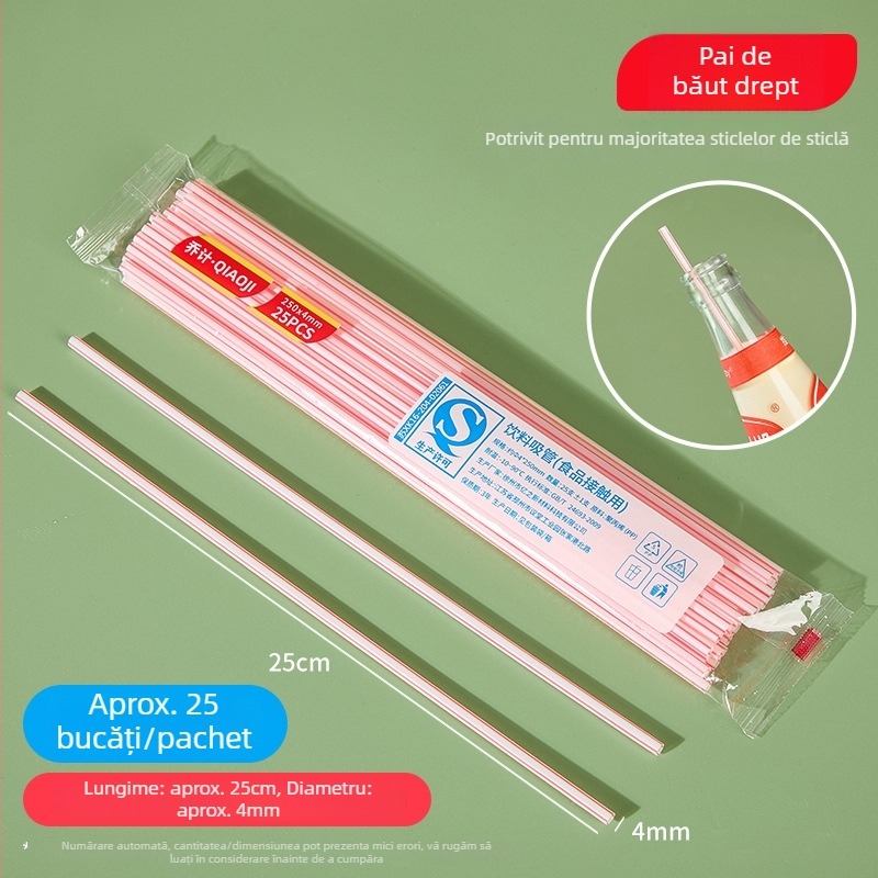 Paie din plastic de unică folosință, cu dungi colorate, formă de cot pentru băuturi — en-gros