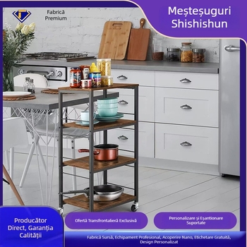 Raft metalic de bucătărie, patru niveluri, pentru oale și ustensile, organizator pe blat
