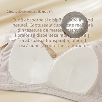 Sutien de vară ușor din mătase de mulberry, fără armături, adună sânii și modelează spatele, pentru o siluetă mai subțire la sânii mari