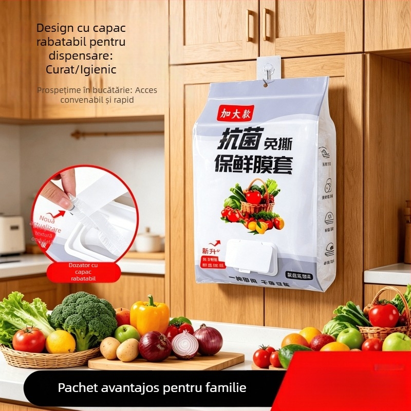 Set de capace pentru boluri cu folie alimentară, montat pe perete, pentru sigilarea și conservarea alimentelor