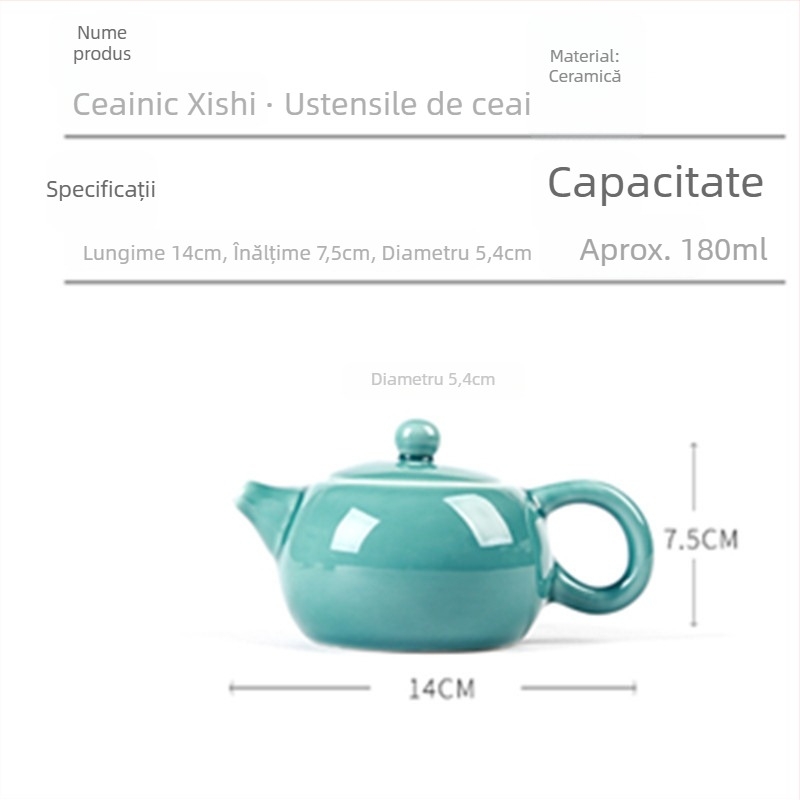 Ceainic Xi Shi din ceramică, glazură celadon, 180 ml, pentru ceremonia Kung Fu a ceaiului, design cu un singur vas, logo personalizabil