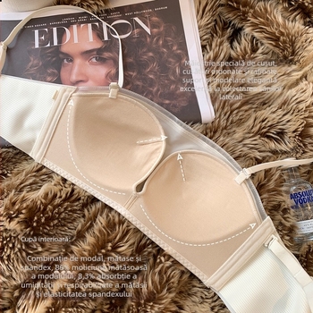 Lenjerie fără cusături din mătase de mulberry și modal, antiderapantă, pentru sâni mici, top tubular, dintr-o singură bucată, sutien fără arc