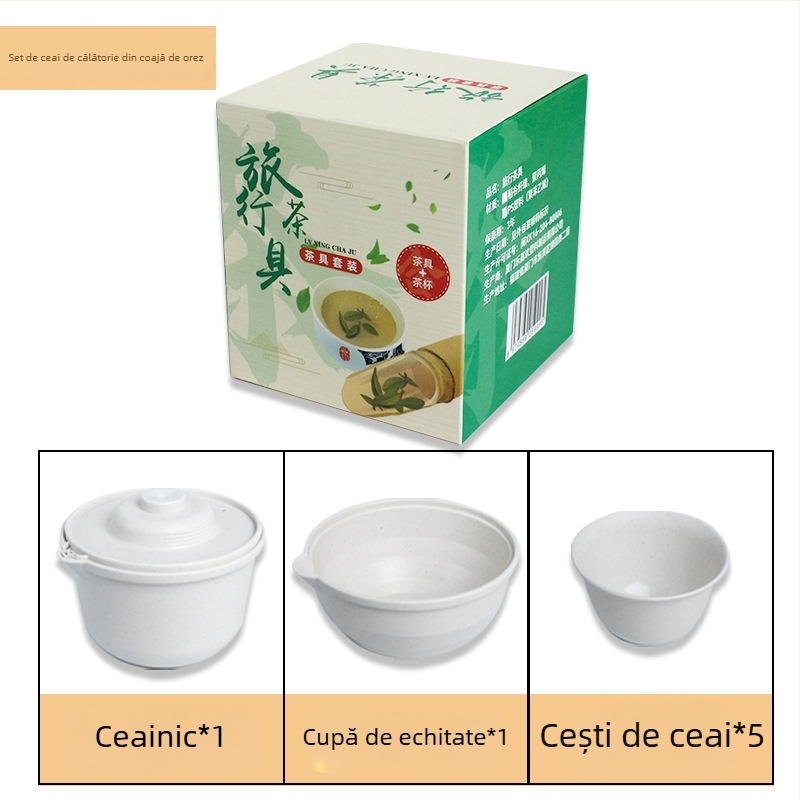 Set de ceai din coajă de orez, masă de ceai și tavă pentru cești, design luxos și modern, mică masă de ceai pentru uz casnic
