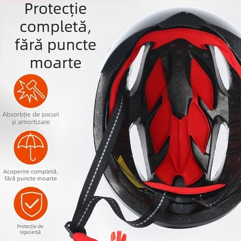 Casca de bicicletă cu vizier magnetic, carcasă PC integrată, unisex, design jumătate de față