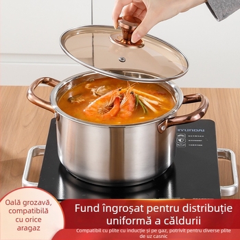 Set de 6 oale de supă din oțel inoxidabil pentru bucătării comerciale, capacități 2,1–3 L și 3,1–4 L