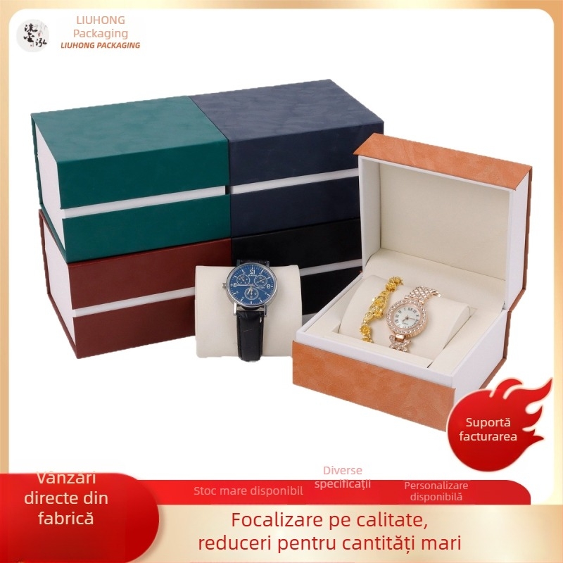 Cutie de ceas în formă de carte, capac rabatabil, ambalaj premium pentru ceasuri de bărbați