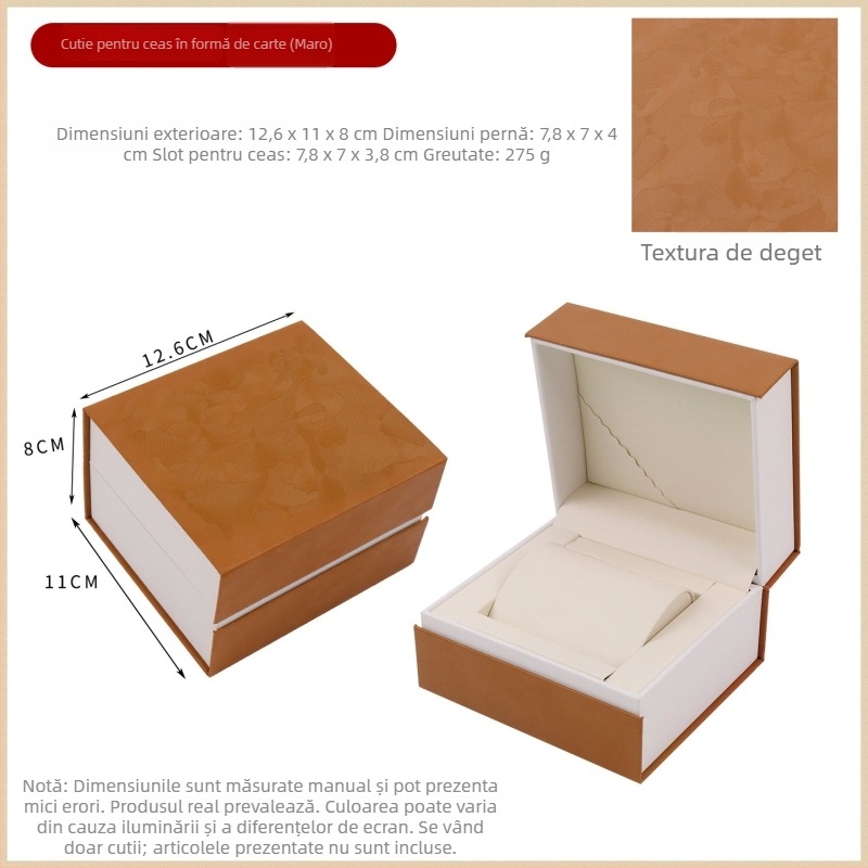 Cutie de ceas în formă de carte, capac rabatabil, ambalaj premium pentru ceasuri de bărbați