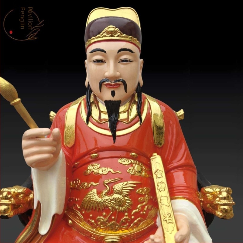 Statuie a lui Wenchang Dijun, zeu împărat pentru închinare în templu, din rășină și fibră de sticlă, decor pentru casă
