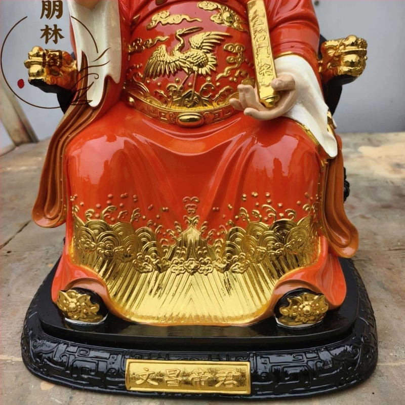 Statuie a lui Wenchang Dijun, zeu împărat pentru închinare în templu, din rășină și fibră de sticlă, decor pentru casă