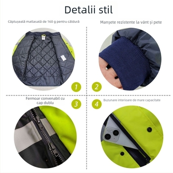 Geacă impermeabilă reflectorizantă, toamna–iarna, în conformitate cu standardul UE, pentru intervenții rutiere