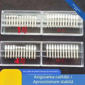 Set de capete de frezat dentare, viteză mare, 12 bucăți, capete pentru porțelan și ceramică din rășină, capete de polizare