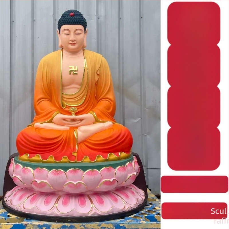 Statuie Amitabha Buda pentru templu, statuie din cupru/bronz cu Trei Sfinți și Trei Comoare, placare cu aur personalizată