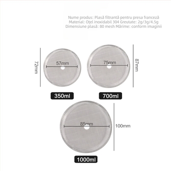 Set filtru din oțel inoxidabil 304, cu densitate înaltă, pentru presă de cafea și ceai