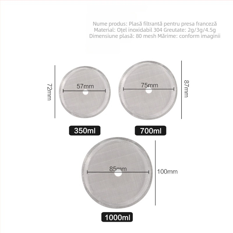 Set filtru din oțel inoxidabil 304, cu densitate înaltă, pentru presă de cafea și ceai