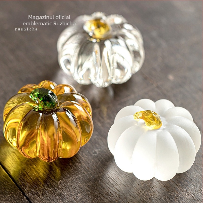 Suport creativ pentru capac de dovleac din sticlă cristal, pentru ceainic Yixing din lut, decor pentru ceai acasă