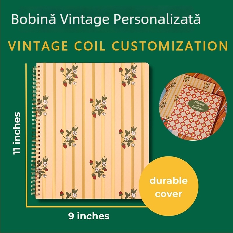 Jurnal spiral personalizat de stil retro pentru studiu și planificare, A5 planner