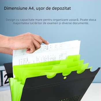 Organizator A4 cu 5 compartimente, dosar cu mai multe niveluri pentru documente