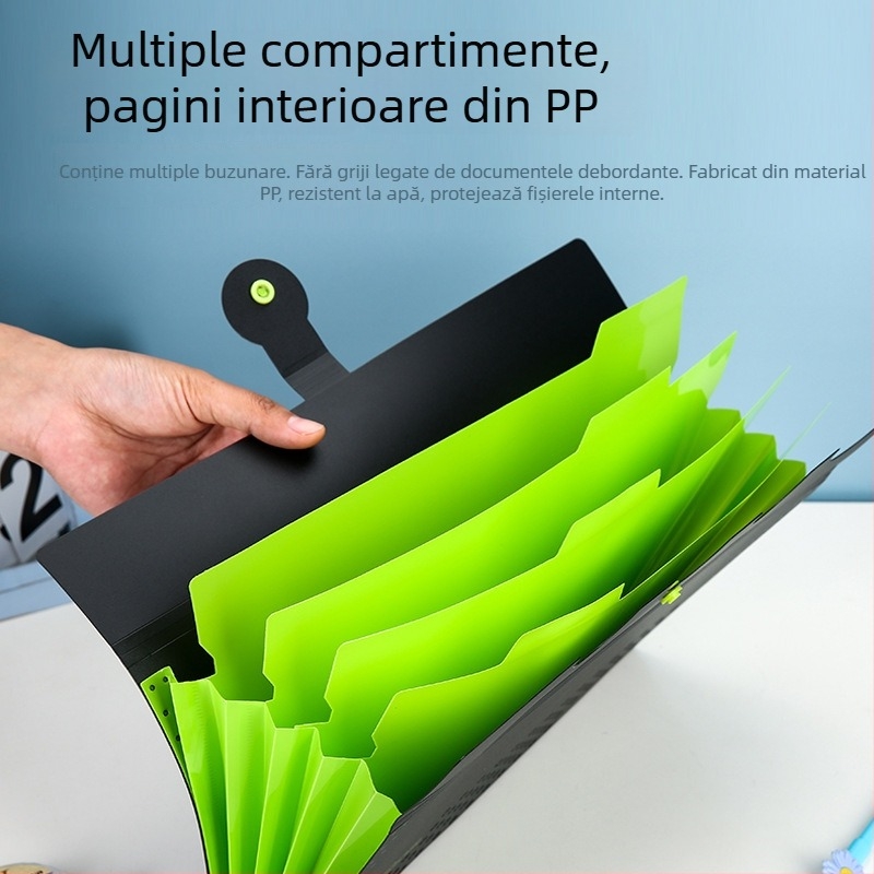 Organizator A4 cu 5 compartimente, dosar cu mai multe niveluri pentru documente