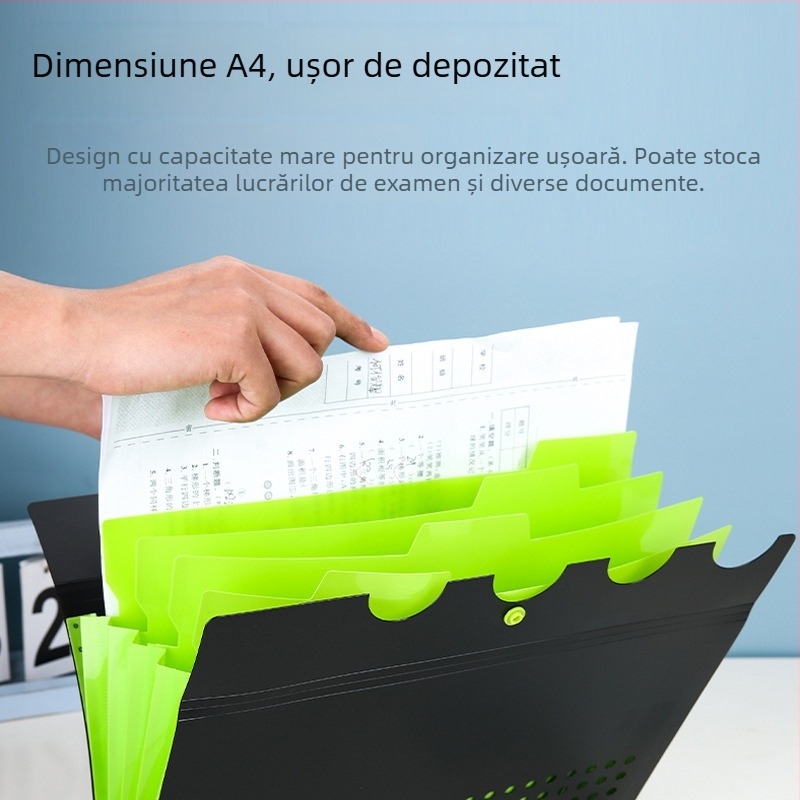 Organizator A4 cu 5 compartimente, dosar cu mai multe niveluri pentru documente