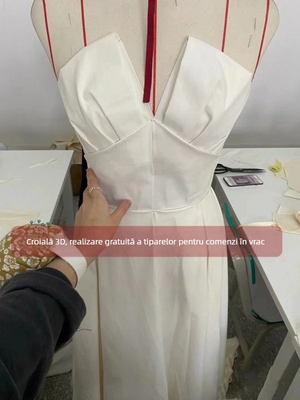 Rochie de seară și rochie de domnișoară de onoare, rochie de mireasă ușoară, minimalistă, făcută la comandă conform designului.