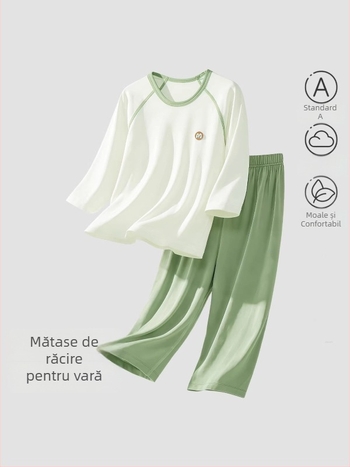 Set de pijamale de vară pentru copii, mâneci 3/4, haine de casă respirabile, pentru băieți și fete