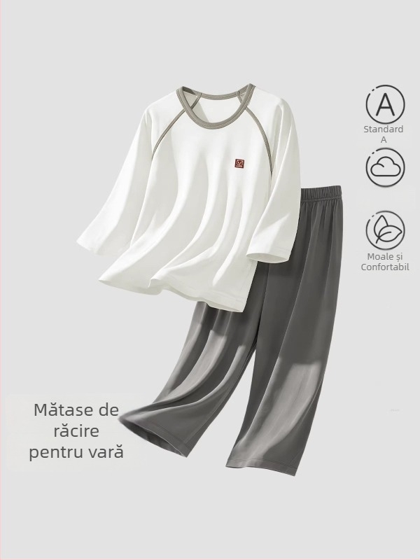 Set de pijamale de vară pentru copii, mâneci 3/4, haine de casă respirabile, pentru băieți și fete