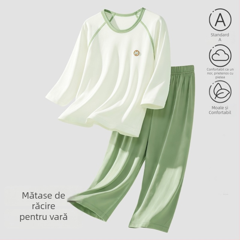 Set de pijamale de vară pentru copii, mâneci 3/4, haine de casă respirabile, pentru băieți și fete