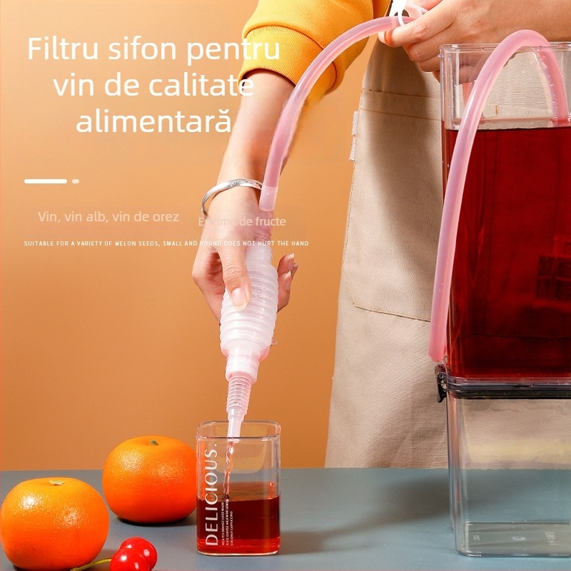 Filtru de vin de calitate alimentară, dispozitiv sifon pentru uz casnic, unealtă de transfer enzime pentru lichior și vin, instrument de filtrare manuală a vinului