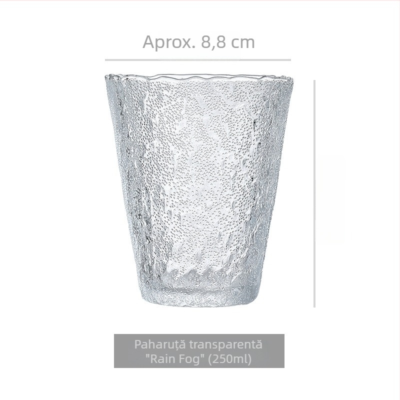 Pahar de cocktail din sticlă în stil japonez, textură de scoarță, sticlă glaciară, pahar gros pentru cafea, potrivit pentru apă și ceai de fructe, capacitate 201-300 ml