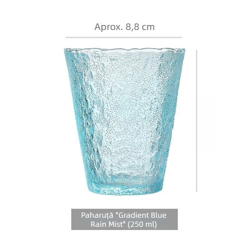 Pahar de cocktail din sticlă în stil japonez, textură de scoarță, sticlă glaciară, pahar gros pentru cafea, potrivit pentru apă și ceai de fructe, capacitate 201-300 ml