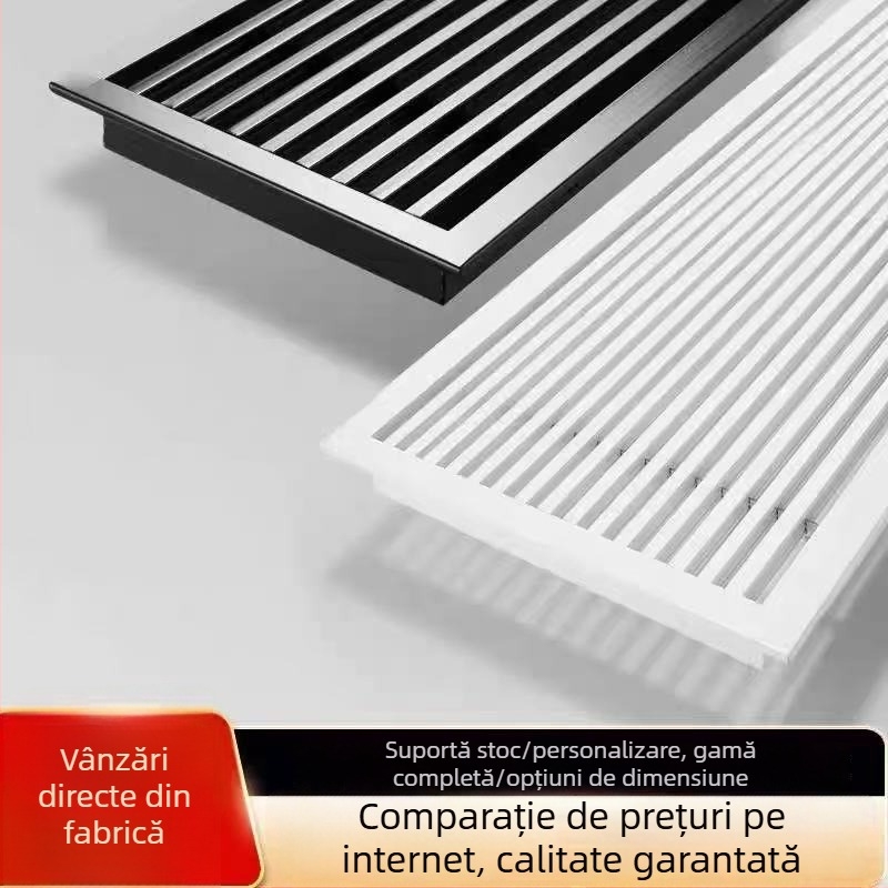 Extensie a gurii de aer pentru climatizare centrală, grilă liniară cu lame, încastrată, design minimalist, retur de aer ABS