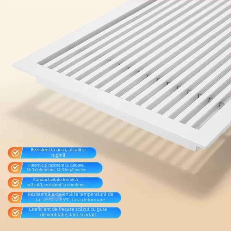 Extensie a gurii de aer pentru climatizare centrală, grilă liniară cu lame, încastrată, design minimalist, retur de aer ABS