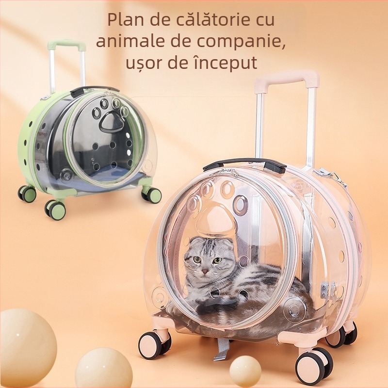 Rucsac transparent pentru animale de companie din acrilic, capacitate mare, design portabil în stil capsulă spațială pentru câini