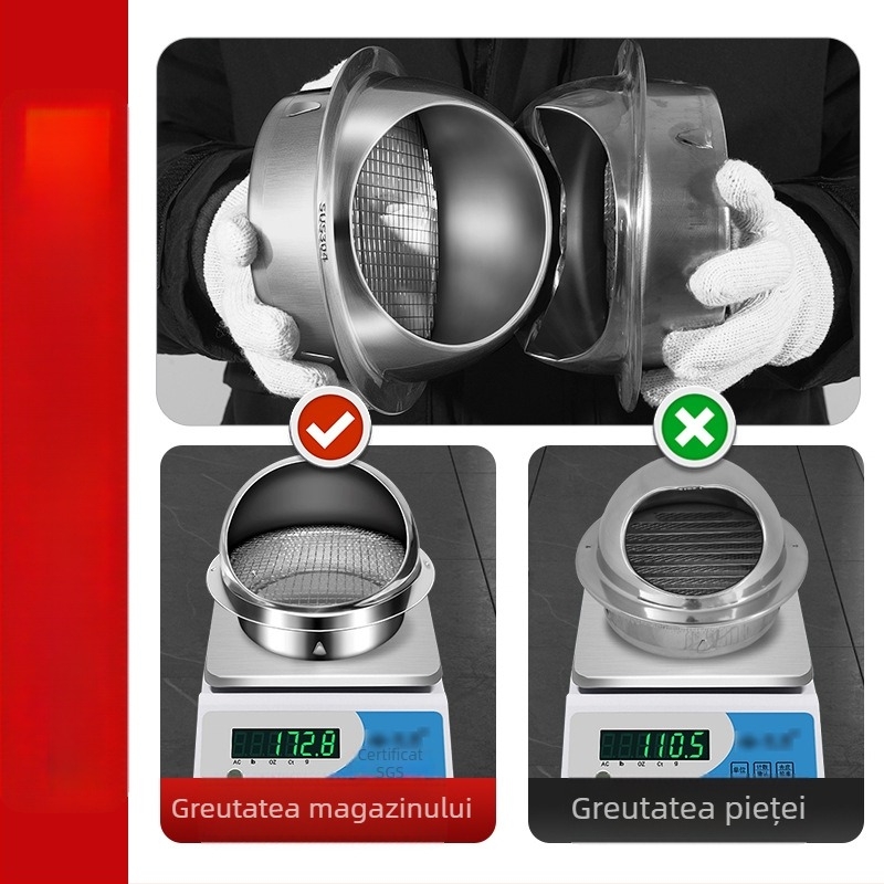Ventilație exterioară din oțel inoxidabil 304 pentru peretele bucătăriei, protecție împotriva ploii și a păsărilor