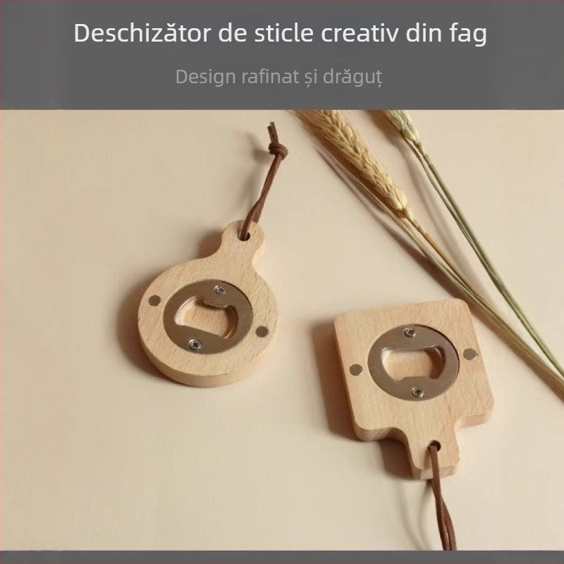 Deschizător de sticle pentru bere din lemn, magnet, cu logo personalizabil, pentru uz casnic, portabil