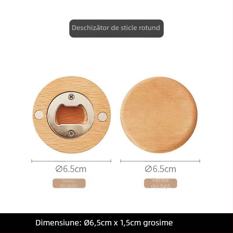 Deschizător de sticle pentru bere din lemn, magnet, cu logo personalizabil, pentru uz casnic, portabil