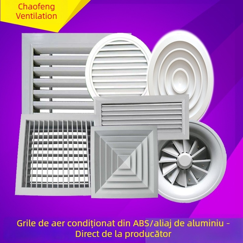 Ventil de aer circular din aliaj de aluminiu, grilă dublă, protecție la ploaie, pentru climatizare centrală