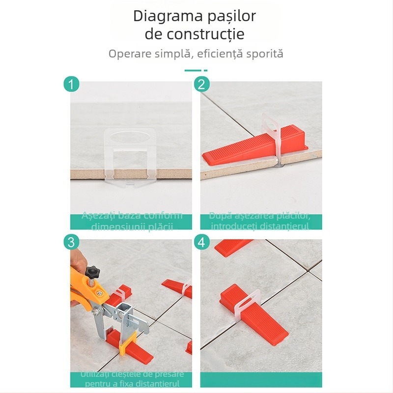 Instrument de nivelare a plăcilor cu cleme de prindere, poziționare precisă – economie de efort