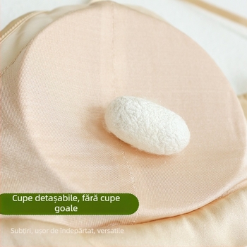 Bustier din mătase pentru femei, fără fier înțepător metalic, confortabil, design ușor de vară, cupe triunghiulare franțuzești, pentru sâni mici, bretele subțiri